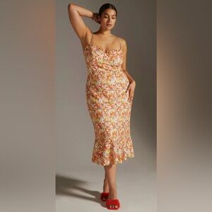 Hutch Bare Slim Midi Dress - Floral Spaghetti-Strap Midi Dress in Multi-Color